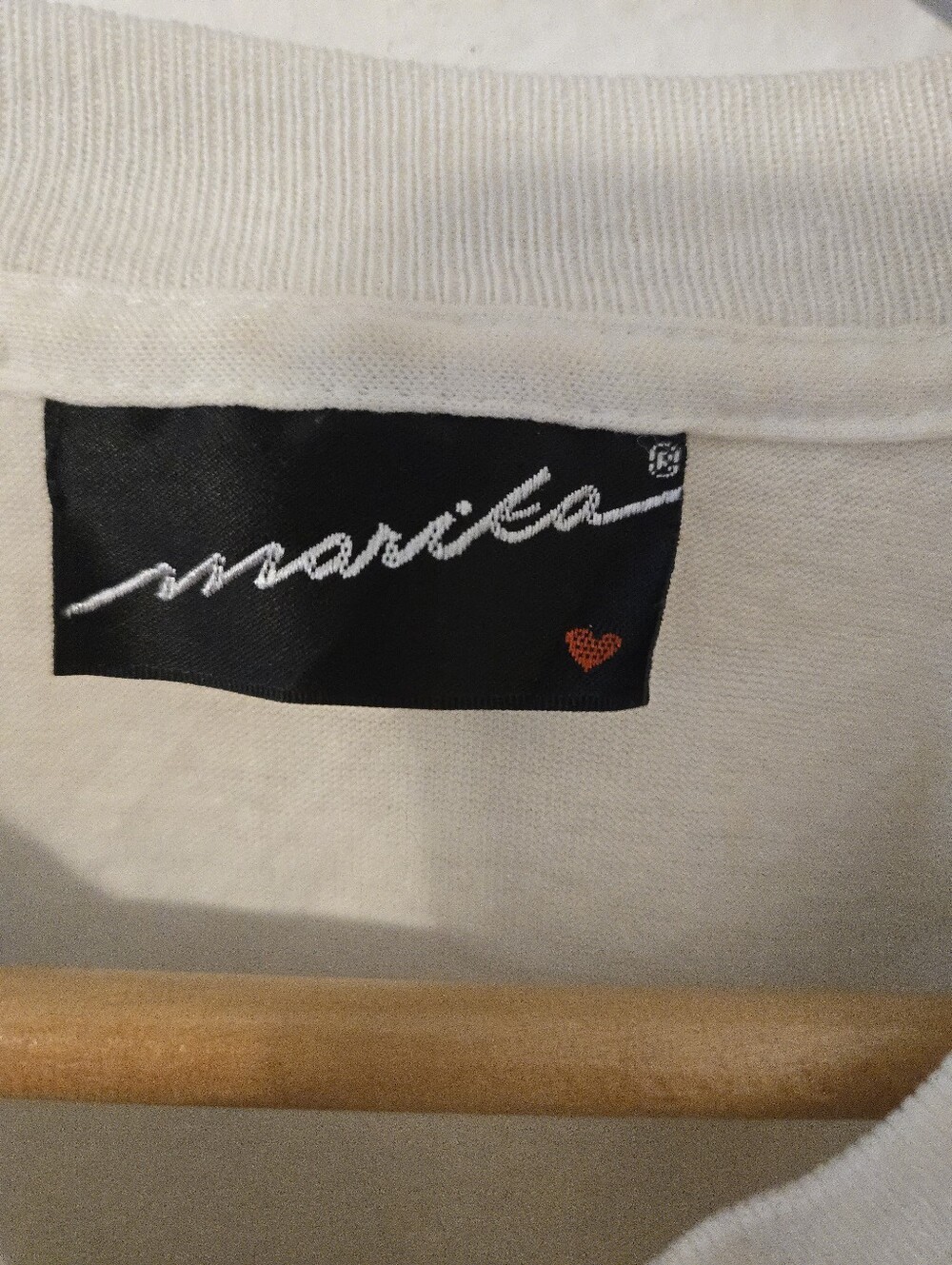 VIntage 1990s Marika T Shirt No Sweat Womens Small Crop Top Naturally Distressed - Picture 3 of 6